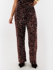 Threadbare Brown Wide Leg Sequin Wide Leg Trousers - Image 3 of 5