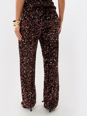 Threadbare Brown Wide Leg Sequin Wide Leg Trousers - Image 4 of 5