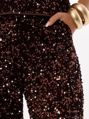 Threadbare Brown Wide Leg Sequin Wide Leg Trousers - Image 5 of 5