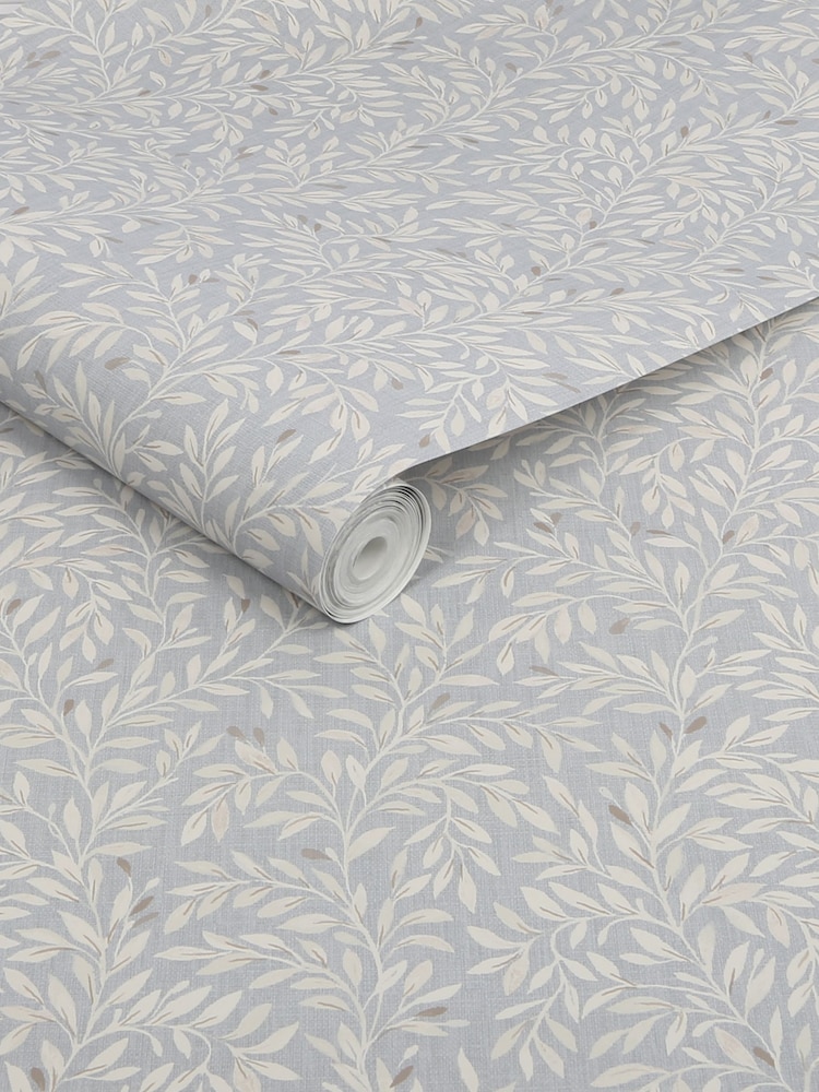 Grey Ditsy Leaf 10M Wallpaper - Image 5 of 5