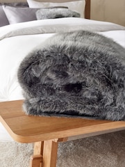 Charcoal Grey Loulou Faux Fur Throw - Image 3 of 5