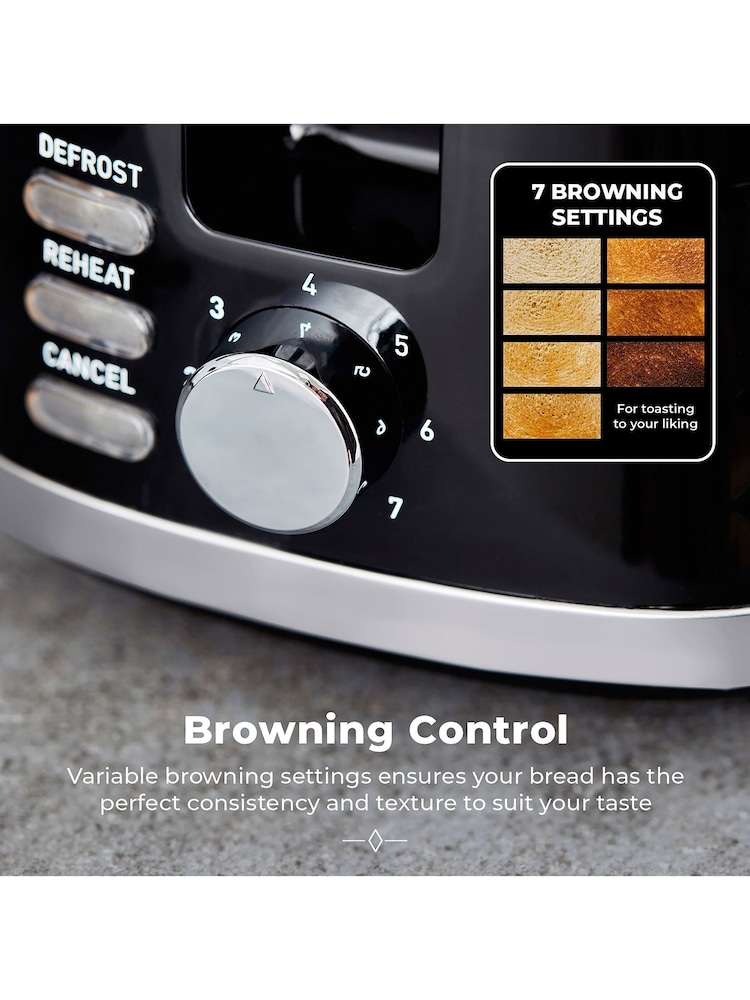 Tower Black Solitaire 2 Slice Toaster - Image 8 of 8