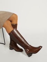 Dune London Brown Tildy Strap Detail High Leg Long Boots - Image 5 of 5