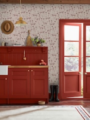 Joules Cream Burgundy Sketched Equestrian Print 10M Wallpaper - Image 1 of 5
