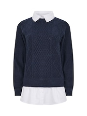Джемпер 2 в 1 с узором "косичка" M&Co - Изображение 5 6