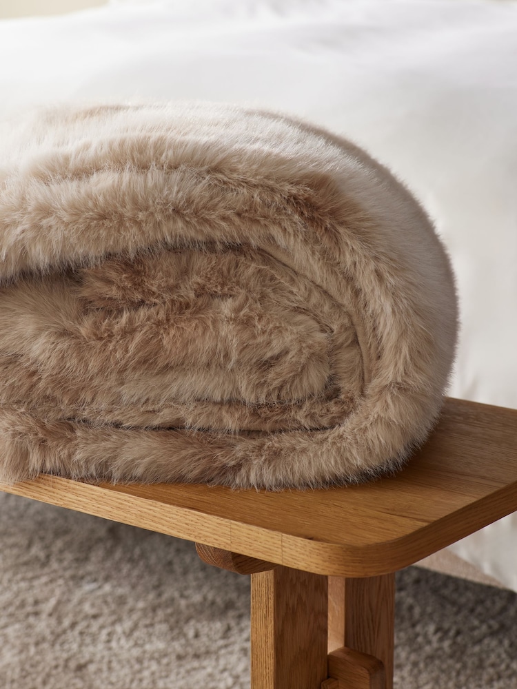 Mink Brown Loulou Faux Fur Throw - Image 3 of 6