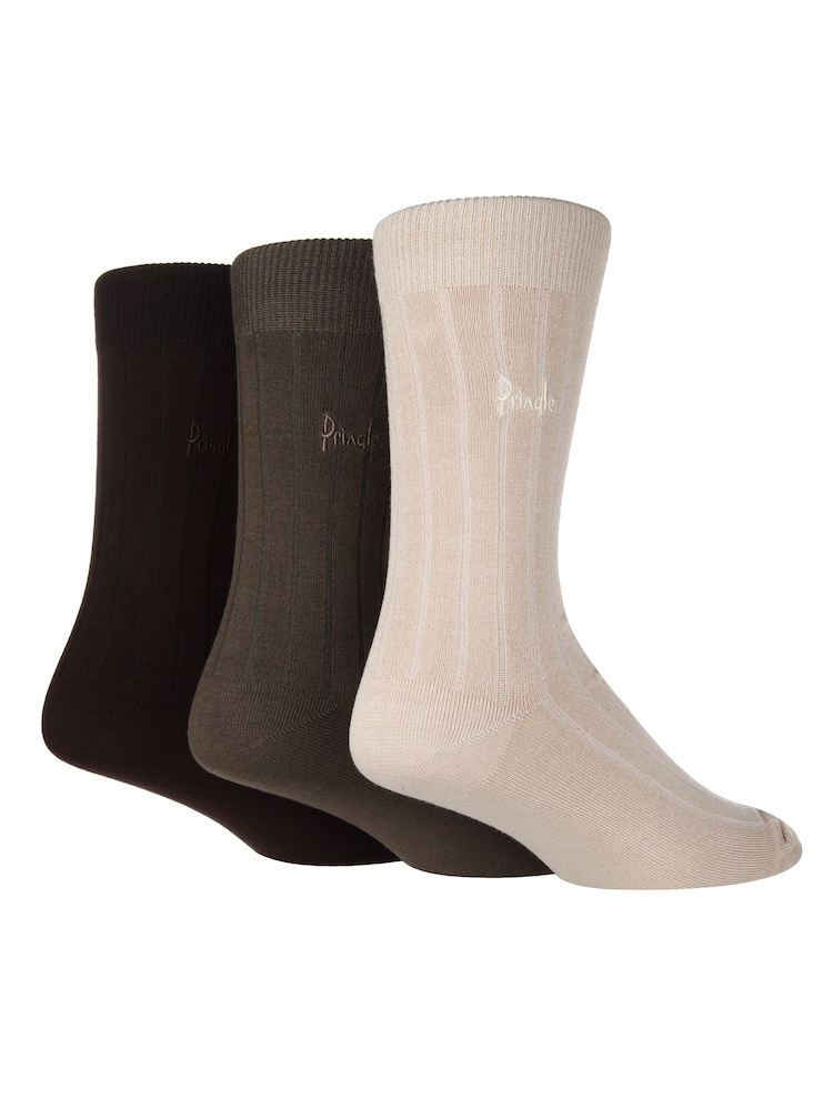 Pringle Natural Classic Bamboo Rib Socks 3 Pack - Image 2 of 5
