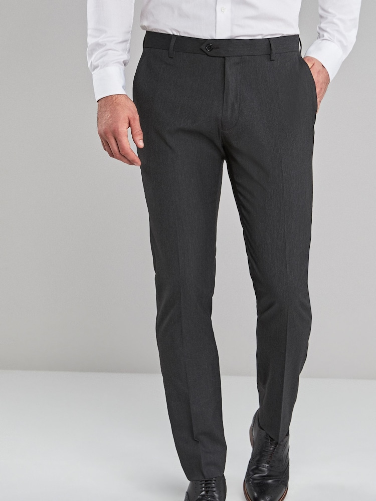Charcoal Grey Skinny Fit Stretch Smart Trousers - Image 4 of 5
