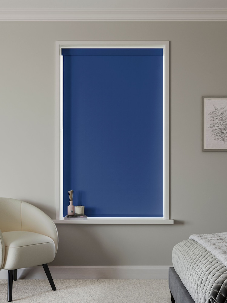Cobalt Blue Echo Made to Measure Blackout Roller Blind - Image 2 of 6