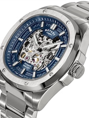 Rotary Silver Mens Apex Automatic Skeleton Blue Dial Stainless Steel Bracelet Watch - Image 4 of 5