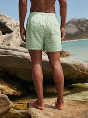 Sage Green Palm Tree Geo Regular Fit Printed Swim Shorts - Image 6 of 12