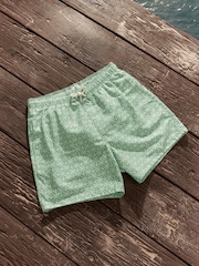 Sage Green Palm Tree Geo Regular Fit Printed Swim Shorts - Image 7 of 12