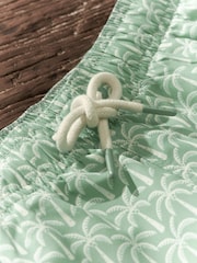 Sage Green Palm Tree Geo Regular Fit Printed Swim Shorts - Image 8 of 12