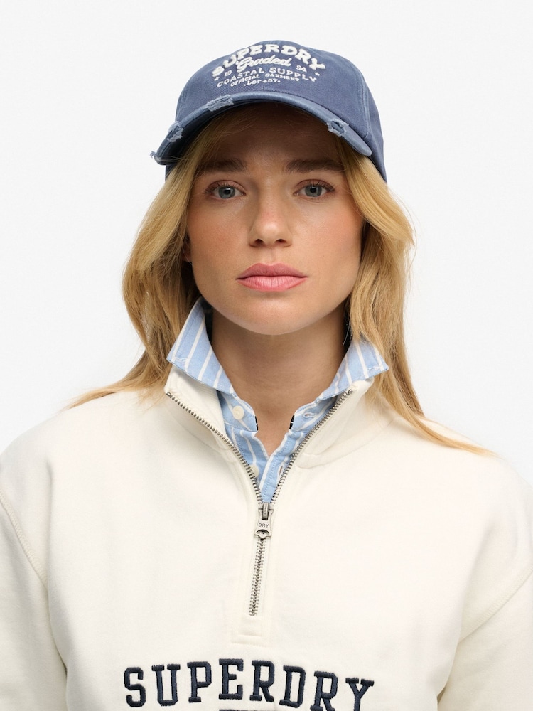 Superdry Blue Vintage Applique Baseball Cap - Image 1 of 6