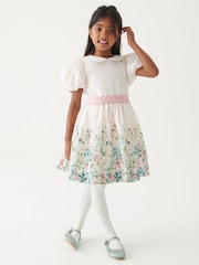 Laura Ashley Green/Ecru Girls Pointon Fields Taffeta Floral Prom Dress - Image 1 of 23