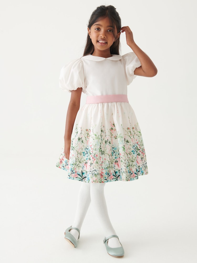 Laura Ashley Green/Ecru Girls Pointon Fields Taffeta Floral Prom Dress - Image 1 of 23