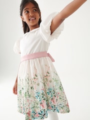 Laura Ashley Green/Ecru Girls Pointon Fields Taffeta Floral Prom Dress - Image 10 of 23