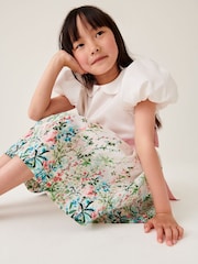 Laura Ashley Green/Ecru Girls Pointon Fields Taffeta Floral Prom Dress - Image 11 of 23