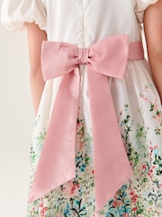Laura Ashley Green/Ecru Girls Pointon Fields Taffeta Floral Prom Dress - Image 17 of 23