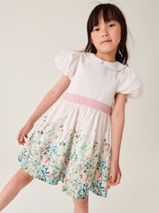 Laura Ashley Green/Ecru Girls Pointon Fields Taffeta Floral Prom Dress - Image 3 of 23
