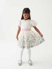 Laura Ashley Green/Ecru Girls Pointon Fields Taffeta Floral Prom Dress - Image 5 of 23