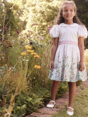 Laura Ashley Green/Ecru Girls Pointon Fields Taffeta Floral Prom Dress - Image 9 of 23