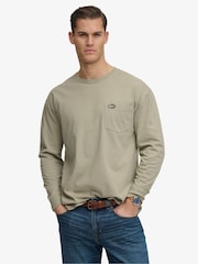 SUPERDRY Green SUPERDRY Long Sleeve Pocket T-Shirt - Image 1 of 8