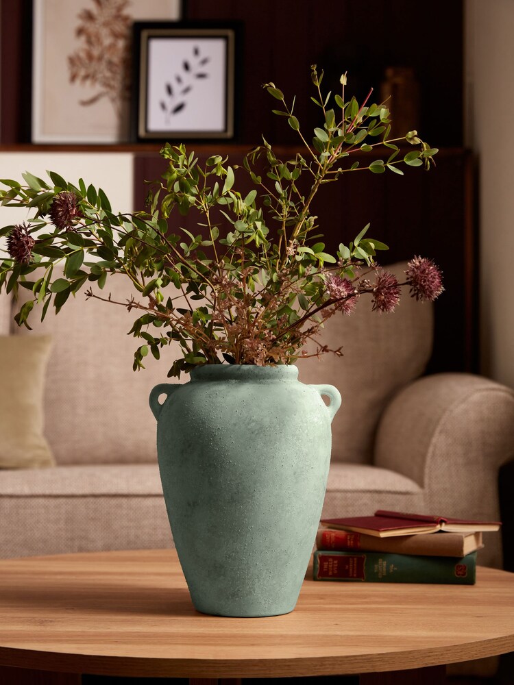 Sage Green Country Ceramic Lydford Medium Textured Flower Vase - Image 1 of 3 Sage Green Country Ceramic Lydford Medium Textured Flower Vase - Image 1 of 3