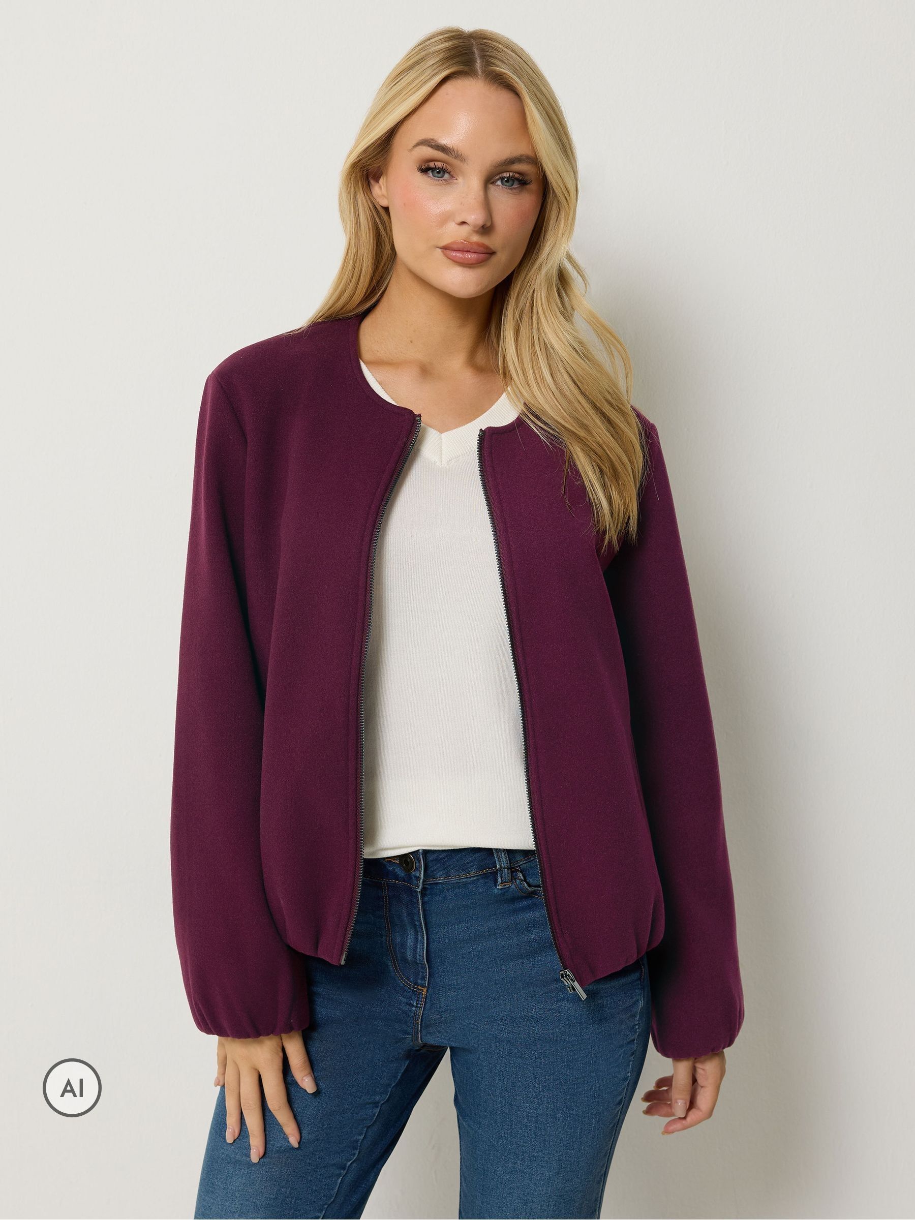 M & Co Women's Purple Zip Through Jacket