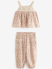 Rust Brown Floral Print Co-Ord Shirt and Trousers Set (3mths-7yrs) - Image 5 of 7