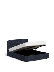 Blue Slate Plush Chenille Matson Upholstered Ottoman Storage Bed Frame - Image 5 of 8