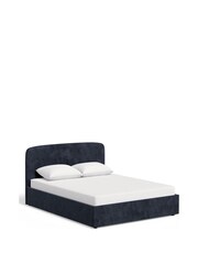 Blue Slate Plush Chenille Matson Upholstered Ottoman Storage Bed Frame - Image 6 of 8