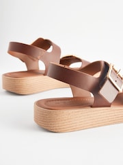 Tan Brown Regular/Wide Fit Buckle Flatform Sandals - Image 4 of 5
