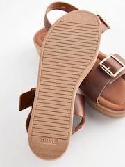Tan Brown Regular/Wide Fit Buckle Flatform Sandals - Image 5 of 5