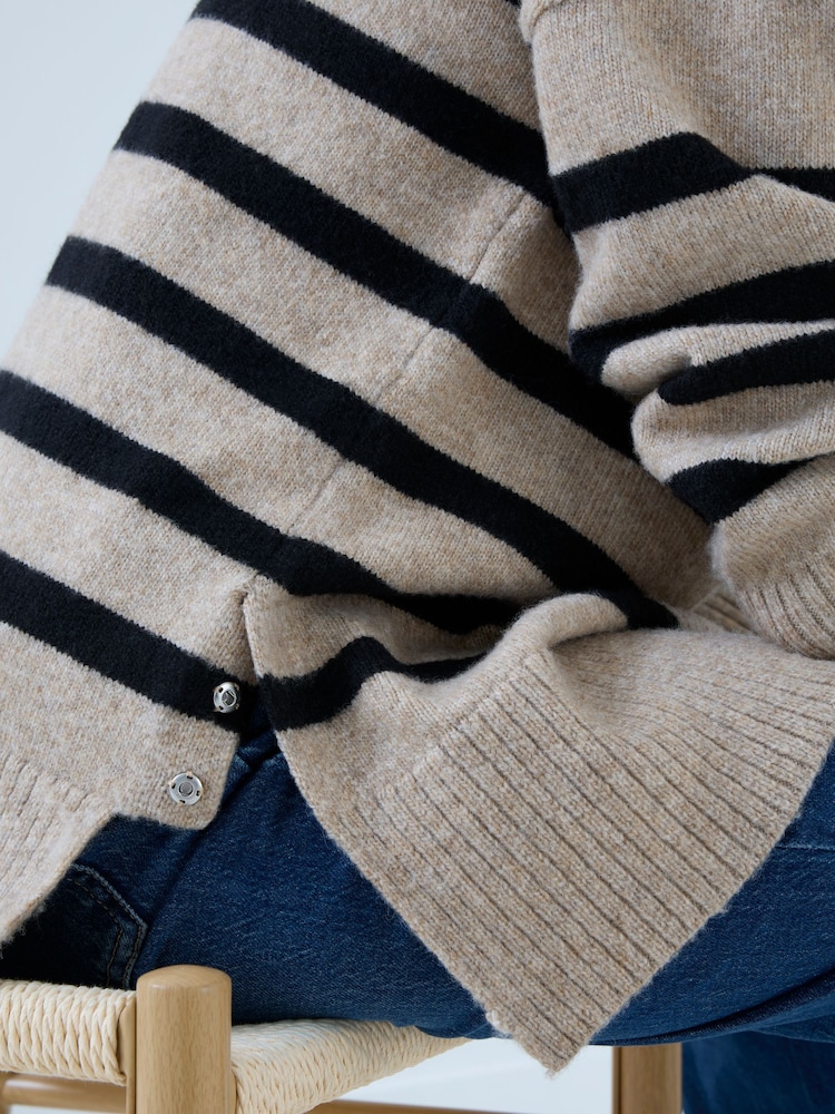 JoJo Maman Bébé Cream Maternity & Nursing Long Sleeve Zip Neck Jumper - Image 5 of 5
