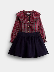 JoJo Maman Bébé Check Collared Blouse & Cord Skirt Set - Image 1 of 7