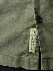 Green Linen Blend Short Sleeve Shirt with Cuban Collar - Image 5 of 8