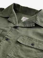 Green Linen Blend Short Sleeve Shirt with Cuban Collar - Image 7 of 8