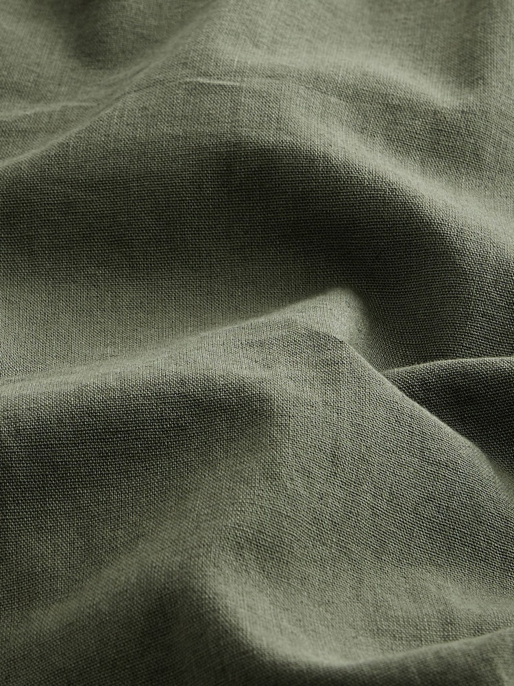 Green Linen Blend Short Sleeve Shirt with Cuban Collar - Image 8 of 8