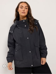 Yours Curve Black Lightweight Rain Jacket - Image 1 of 6
