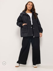Yours Curve Black Lightweight Rain Jacket - Image 2 of 6