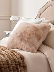 Mink Brown 59 x 59cm Loulou Faux Fur Cushion - Image 1 of 5
