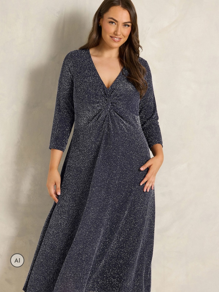 Көк - Evans Sparkle Knot Front Dress - 6суретінің 1 суреті