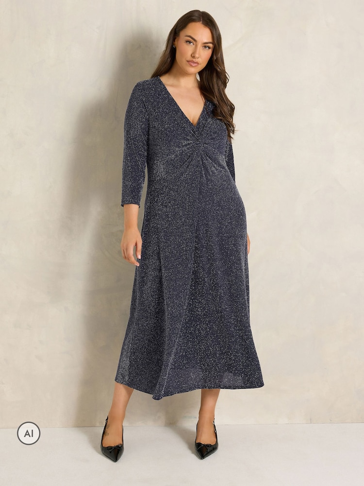 Көк - Evans Sparkle Knot Front Dress - 6суретінің 2 суреті