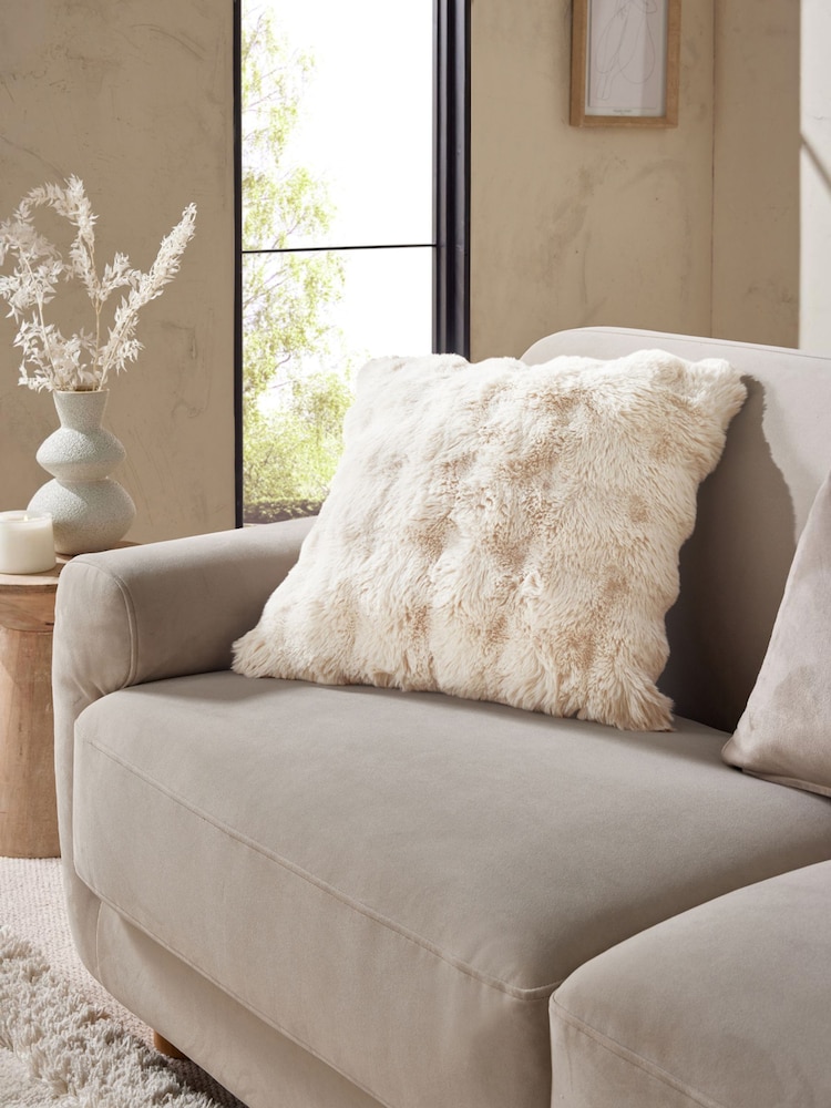 Oyster 50 x 50cm Aspen Faux Fur Cushion - Image 1 of 5