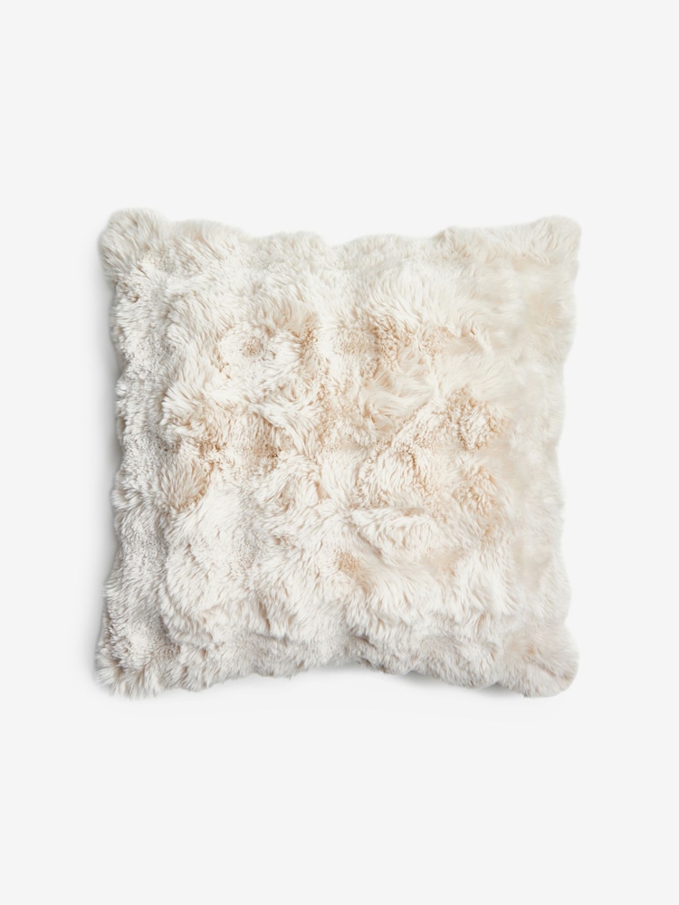 Oyster 50 x 50cm Aspen Faux Fur Cushion - Image 3 of 5