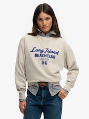 SUPERDRY Cream Beach Club Loose Crew Sweatshirt - Image 1 of 7