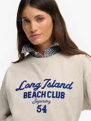 SUPERDRY Cream Beach Club Loose Crew Sweatshirt - Image 5 of 7