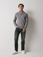 Grey Regular Cotton Premium Zip Neck Jumper - Image 2 of 7