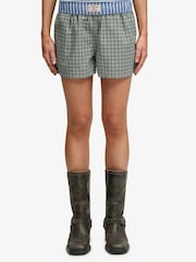 Superdry Green Mini Check Cotton Shorts - Image 1 of 7